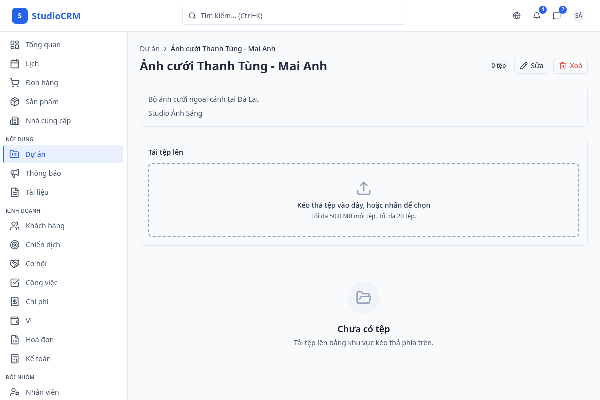 Tải lên tệp tin dự án